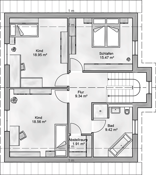 Einfamilienhaus Veneratio mit Gauben Grundriss Obergeschoss