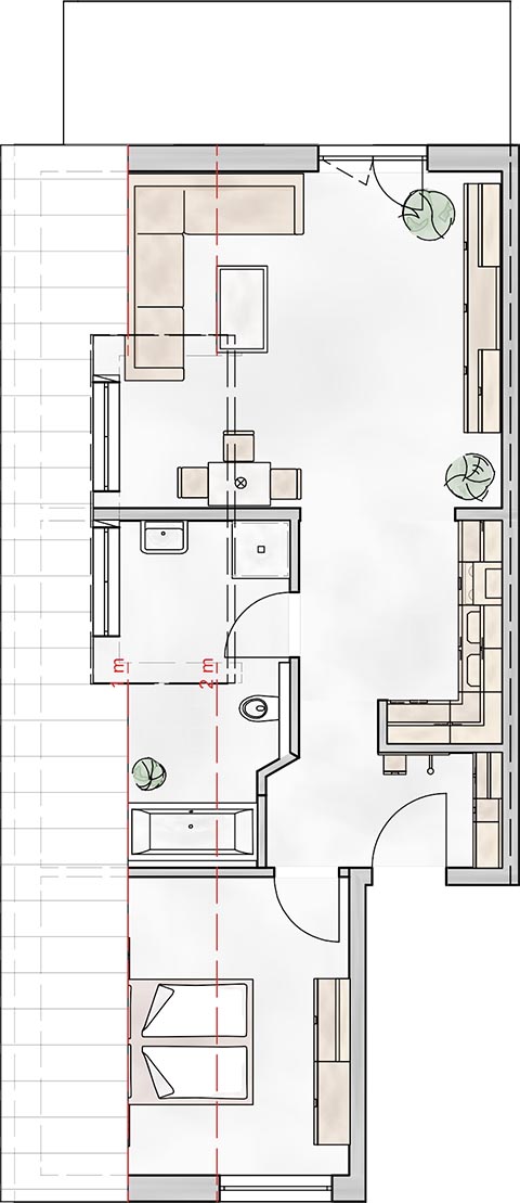 Grundriss der Eigentumswohnungen im Dachgeschoss - 6 Rosen in Rosenthal