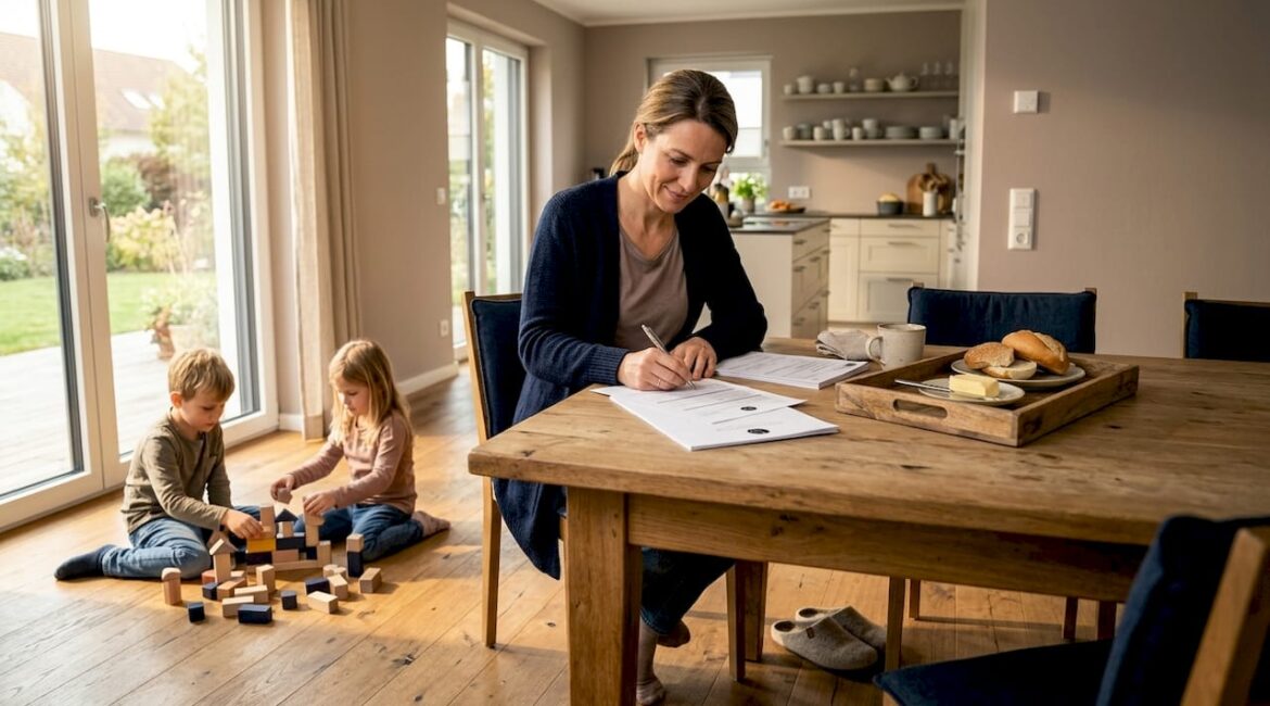 Die Familie genießt das moderne, flexible Wohnkonzept in vollen Zügen.