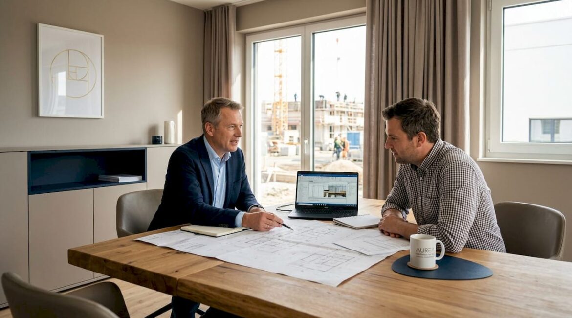 Besprechung zur regionalen Bauplanung im Büro