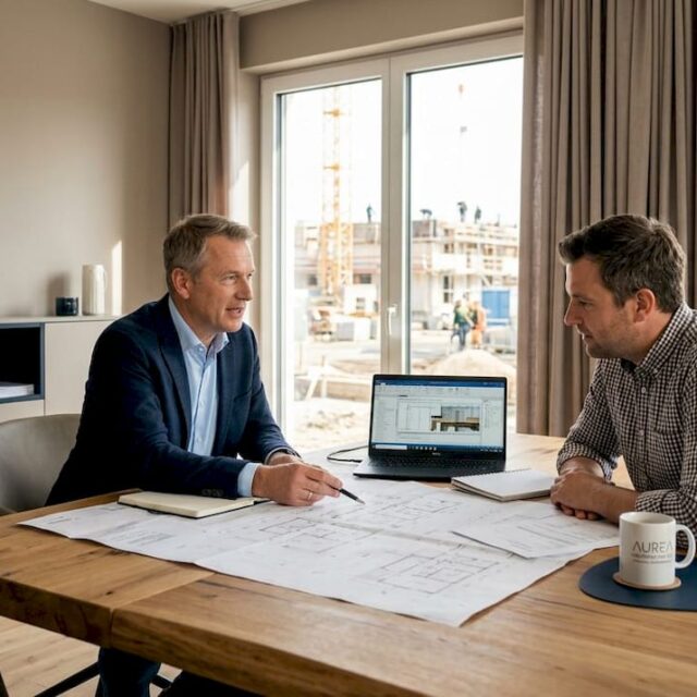 Besprechung zur regionalen Bauplanung im Büro
