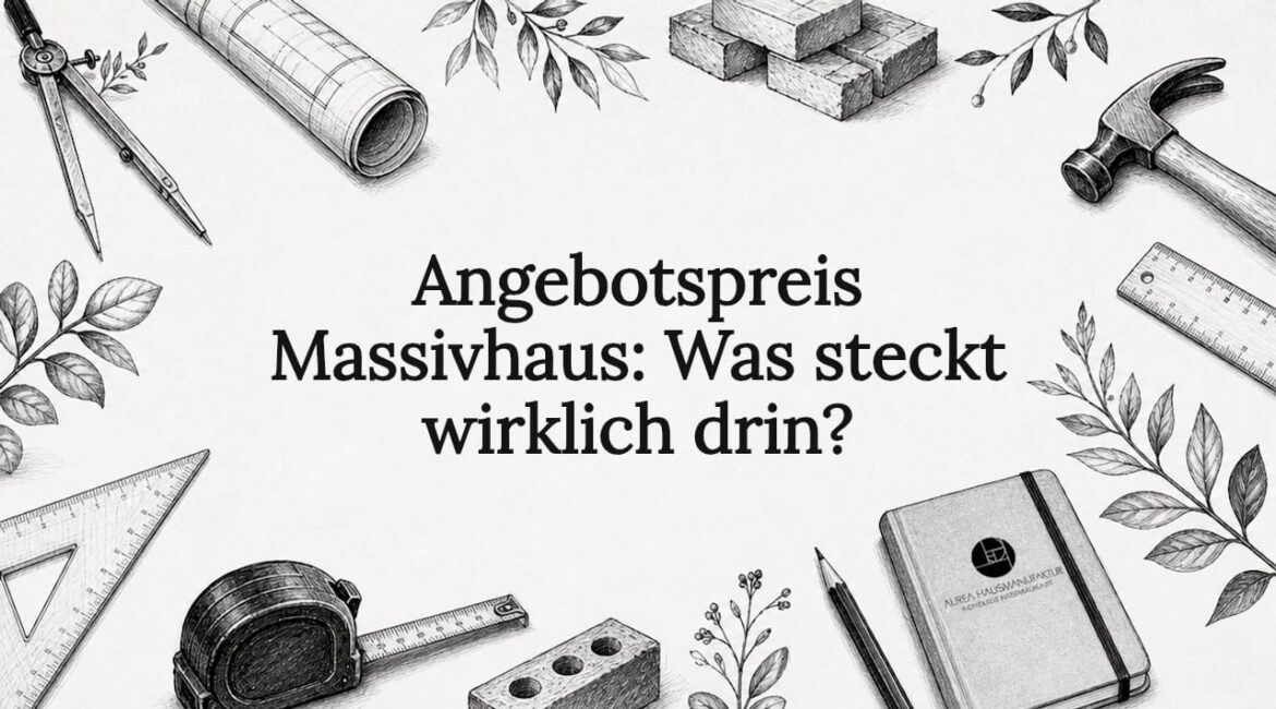 Stilvolle Titelgrafik mit architektonischen Zeichengeräten gestaltet