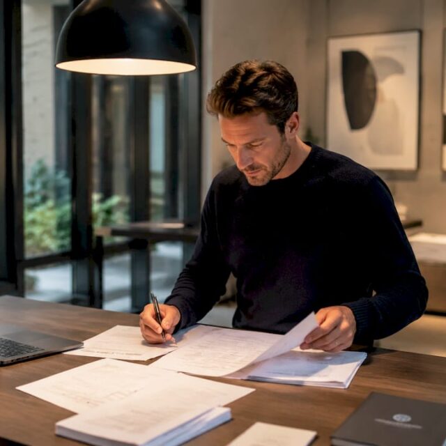 Mann-prüft-Förderanträge-im-Büro