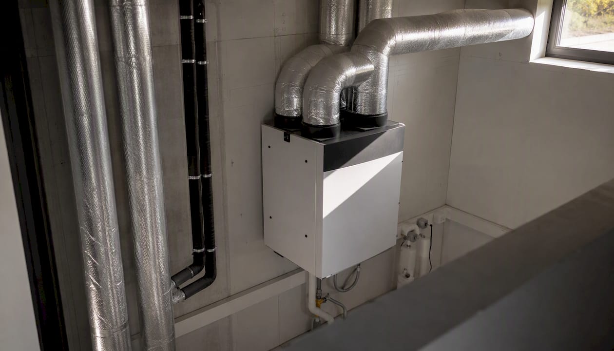 Lüftungsanlage mit Wärmerückgewinnung im Technikraum