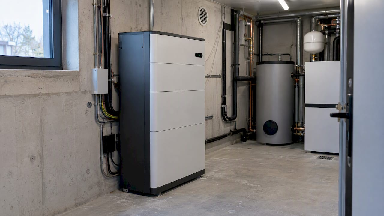 Batteriespeicher in einem gut belüfteten Technikraum