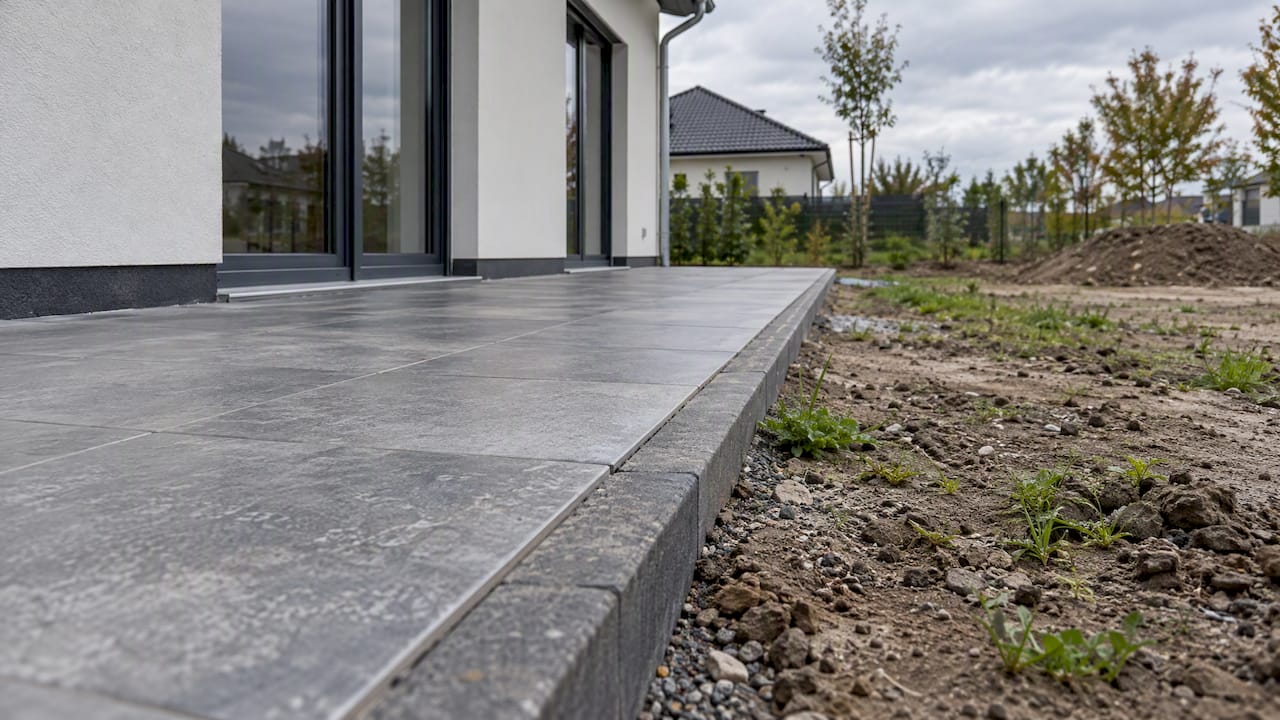 Terrassenabschluss am neu gestalteten Gartenbereich